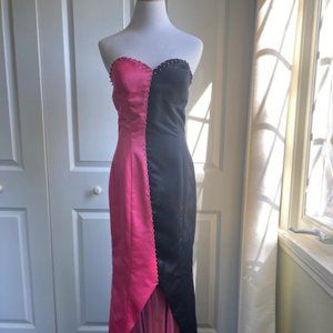 Custom Anna Scott Black/Pink Strapless Gown